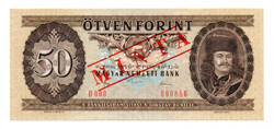 50 Forint Bankjegy 1980 MINTA lyukasztás és bélyegzés D000