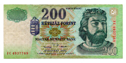 200 Forint Bankjegy 2001 FC VF