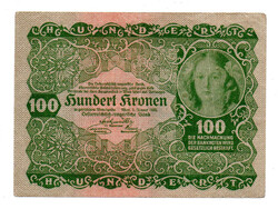 Ausztria 100 Korona Bankjegy 1922 VF