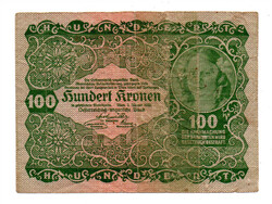 Ausztria 100 Korona Bankjegy 1922 VG