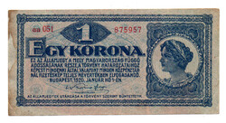 1 Korona Államjegy 1920 VF