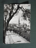 Képeslap,Budapest,Mátyás templom,Halászbástya látkép,részlet, 1957-