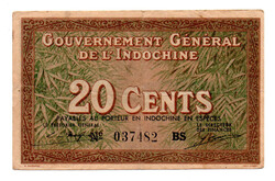 Francia Indokína 20 Cent Bankjegy 1939 P86d
