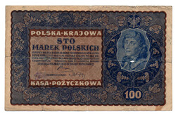 Lengyelország 100 Márka Bankjegy 1919 P27 M27c