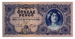 500 Pengő Bankjegy 1945 MINTA