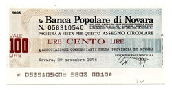 Olaszország 100 Líra 1976 Novara csekk-szükségpénz