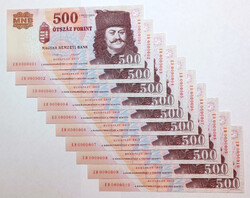 500 Forint Bankjegy 2013 ED EXTRA alacsony sorszám 00001-10