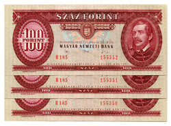 100 Forint Bankjegy 1992 UNC sorszámkövető 3 db