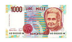 Olaszország 1000 Líra Bankjegy 1990 P114b