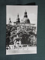 Képeslap,Budapest,Engels (Erzsébet) tér, a Danubius-kút látkép,részlet, 1961-