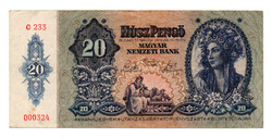 20 Pengő Bankjegy 1941 alacsony sorszám 000324