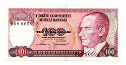Törökország 100 Lira Bankjegy 1984 P194a