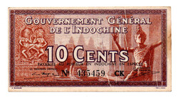 Francia Indokína 10 Cent Bankjegy 1939 P85d