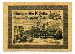 Ausztria Notgeld Rabenstein 10 Heller 1920