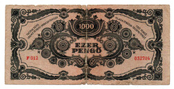 1000 Pengő Bankjegy 1945 F egyenes hármas a sorszámban Bélyeg