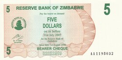 5    Dollár     2007      Zimbabwe