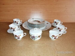 Vintage Henneberg GDR porcelán sütis kávés készlet kistányér kínáló kávéscsésze cukortartó (b)
