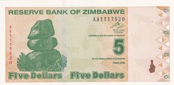 5    Dollár     2009      Zimbabwe