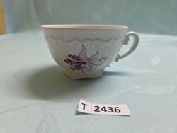 T2436 Zsolnay lila virág mintás teás csésze