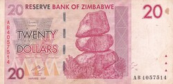 20    Dollár     2007      Zimbabwe