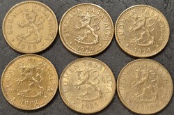 Finnország 20 penni, Lot, 6 db