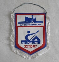 Pozson evezős vízisport zászló , reklám , emlék tárgy , 1987