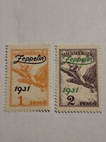 Zeppelin 1931 1 pengő 2 pengő Magyarország