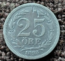 Svéd 25 őre 1897 . Ag ezüst.  2,42g/0,600