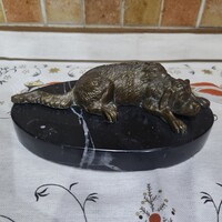 Antik Bronz Kutya Kisplasztika