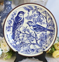 Pavesi Tognana Porcelán dísz tányér, A reggeli barátok sorozatból, mely a pintyeket ábrázolja
