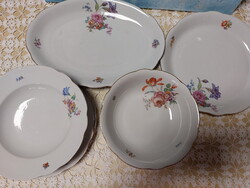 Zsolnay ritka mintával, gyönyörű rózsás tulipános porcelán étkészlet hiányos, pótlásra