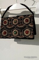 Ásványköves, retró, bársony színházi / báli / alkalmi táska, retikül, clutch