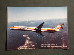 Képeslap,Németország,Aero Lloyd légitársaság,McDonnell Douglas MD-83 repülőgép,1980-