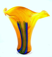 NAGY ÉS PAZAR ! MURÁNÓI SZÍNES ÜVEG VÁZA !