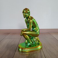 Régi Zsolnay eozin mázas porcelán akt figura