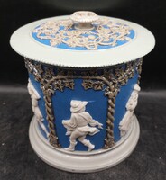XIX. századi majolika dohánytartó, 15 x 13 cm-es. 3784b