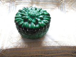 Curt Schlevogt-Malahit doboz-bonbonier - cseh üveg