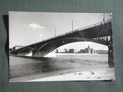 Képeslap,Budapest,Margit híd,Országház,városi látkép,részlet, 1957-