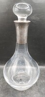Ezüst nyakú kristály literes dekanter, német, 30 cm magas. 3787b