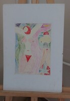 Csepeli Németh Miklós akt rajza, grafikája 21x30