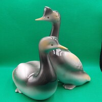 Hollóházi  porcelán  Vadkacsa pár, kacsa pár figura