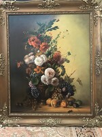 Nagy méret!!!Barokkos részlet gazdag ,csodás olaj, fa kép Hendrik Reedkers : Still  life után festve