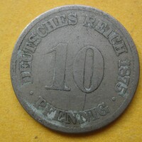 Német birodalmi 10 pfennig 1875 A  (S37)