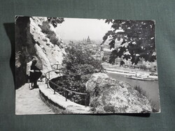 Képeslap,Budapest,Gellért hegy,városi látkép,részlet, 1957-