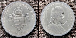 Szent István 5 pengő 1938 .  Selyemfényű . Ag ezüst .
