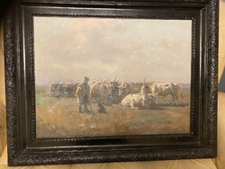 Festmény . Viski János: A gulya