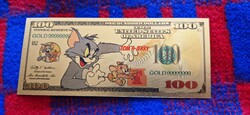 TOM & JERRY - színes, aranyozott, plasztik 100 $.