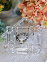 Lead crystal, monogrammed silver plaque jewelry box, Milanese designer piece!