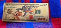 TOM & JERRY - színes, aranyozott, plasztik 100 $.