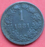 Osztrák 1 krajcár 1881 Ferenc József